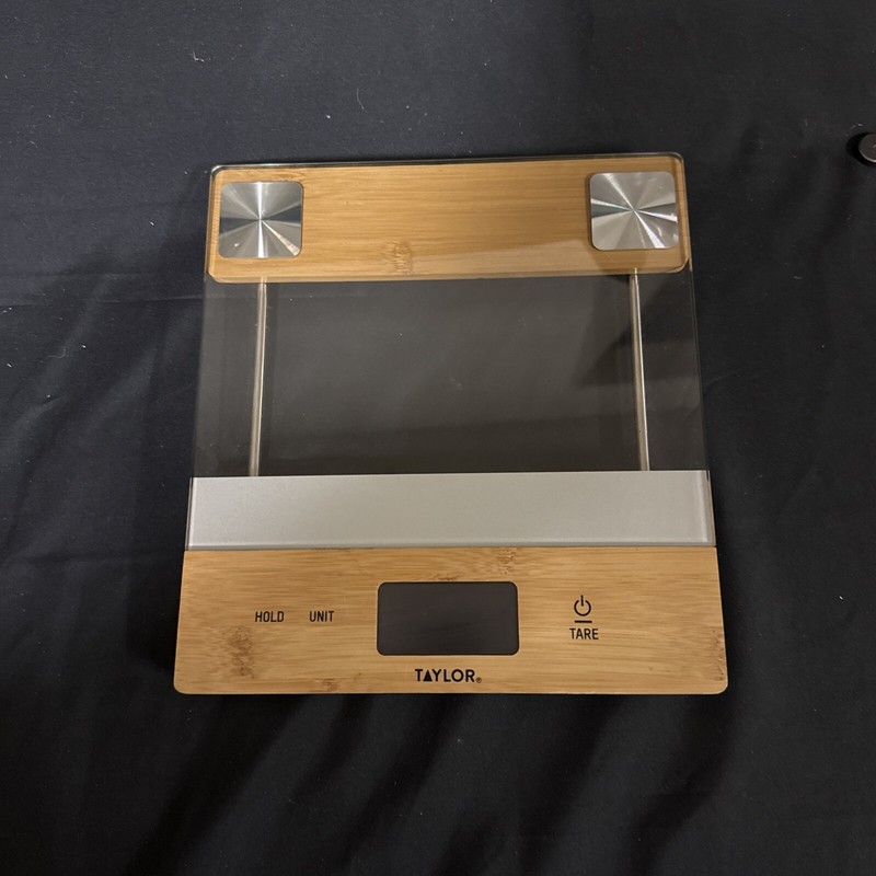 11 Pound Glass/Bamboo Household Kitchen Scale and Food Scale in Natural Wood