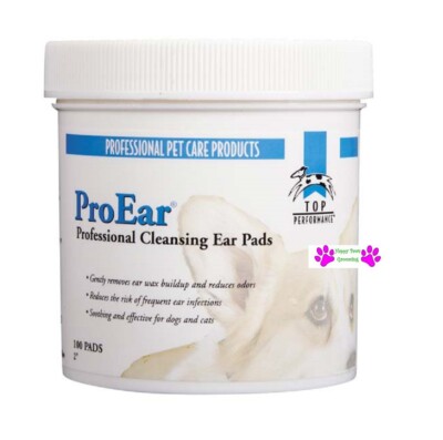 100 p Top Performance ProEar EAR CLEANSING PADS DOG CAT Wipes Wax Odor Cleaning