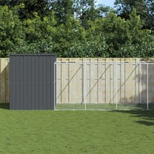 NNEVL Dog House with Run Anthracite 214x865x181 cm Galvanised Steel