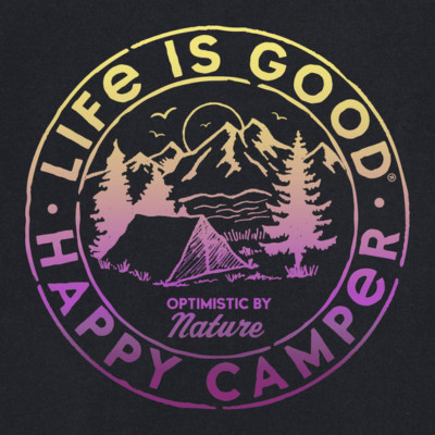 Life Is Good SS Shirt Relaxed Boxy Crusher Tee HAPPY CAMPER RETRO 44in Womens M