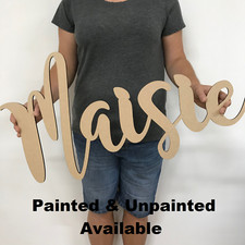 Large wooden name sign - Personalised Room Decor - Nursery plaque - Painted MDF