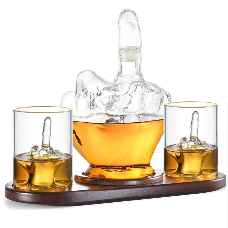 Middle Finger Whiskey Decanter Set - Wine Container & Middle Finger Glasses - Image 2 of 3