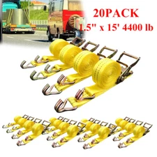 20PACK New 1.5" x 15' 4400 lb Ratchet Straps J Hook Heavy Duty Tie Downs 