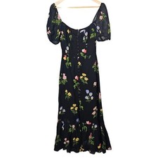 Reformation Charlee Dress Midi Night Bloom Black Floral Size 4