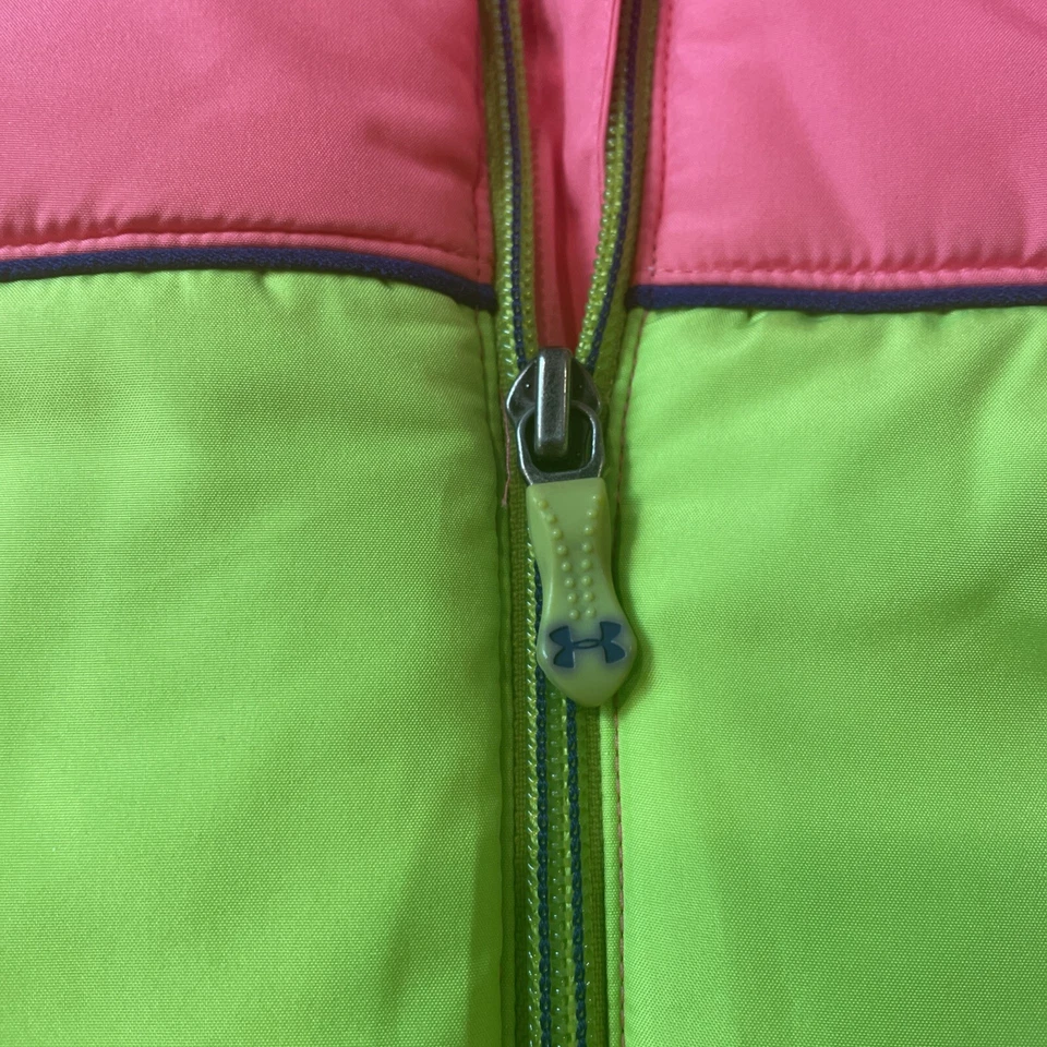 Under Armour ColdGear YXL Niñas Chaleco Suelto Puffer Cremallera Completa Rosa Verde Bolsillos Foto 4 de 4