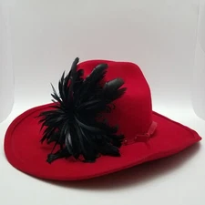 Red Hat Society Womens L 100% Wool Western Hat Feature Flower Detail Cowgirl 