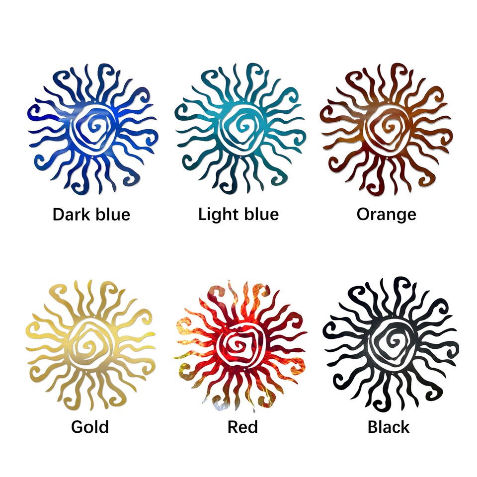 E Red Sun Metal Wall Art Hanging Outdoor Indoor Wall Sun Decoration