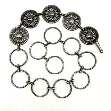 Chunky Silver-tone Sunburst 2 1/4" Concho Southwestern Chain Belt OSFM 36"