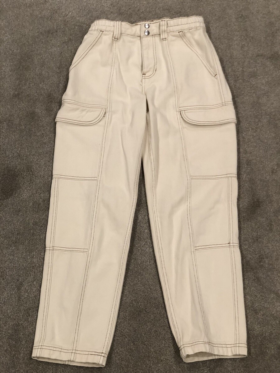 PACSUN Elastic Waist Cargo Pants Size Small Khaki Canvas