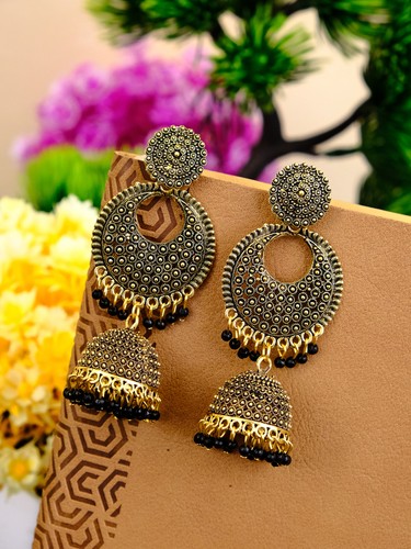 Indian Gold Plated Wedding Party Wear Women Long Green Jhumka Jhumki Earrings - Picture 8 of 33