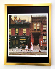 🔥NORMAN ROCKWELL + " WALKING TO CHURCH " + CIRCA 1970'S + SIGNED PRINT FRAMED