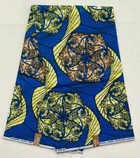 African Print Fabric/ Ankara - Blue, Orange, Yellow 'Macie', YARD or WHOLESALE