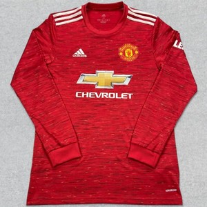 Adidas Shirt Men's M Red Manchester United Soccer Long Sleeve Jersey Aeroready
