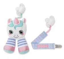 BooginHead Unicorn PaciPal & PaciGrip Universal Plush Pacifier Holder Set Clip