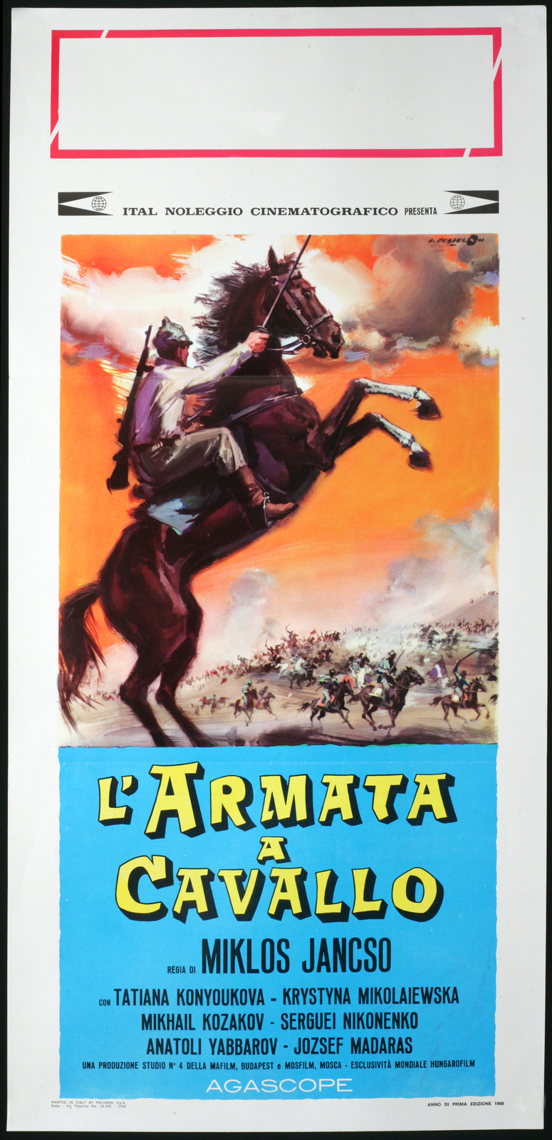 Locandina originale film L'armata a cavallo (1968) - Regia di Miklós Jancsó