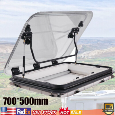 RV Caravan Extrapolated Ventilation Camper Window Hatch 700x500mm w/LED Light