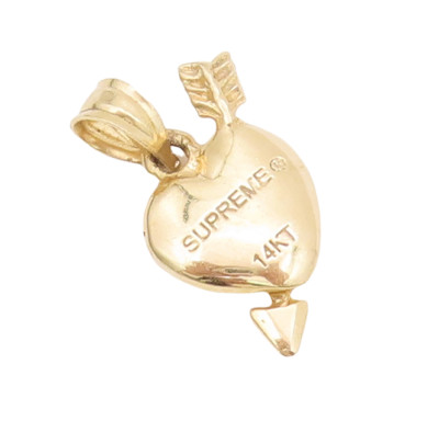 14K GOLD Vintage Pendant SUPREME Heart With Arrow Passing Through Charm  GP690