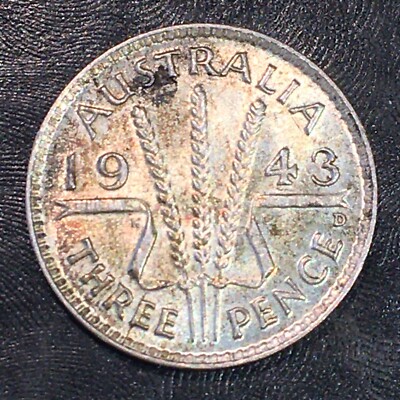 1943-D Australia Three Pence threepence - High Quality Scans #Q865