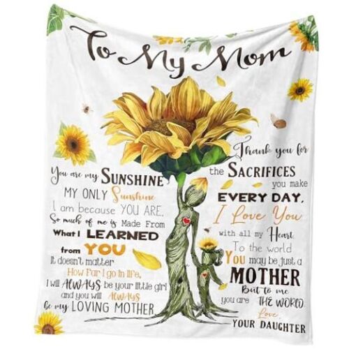 Mom Blanket, Mom Birthday Gifts,Christmas, Blanket Mom Sunflowers Love Letter