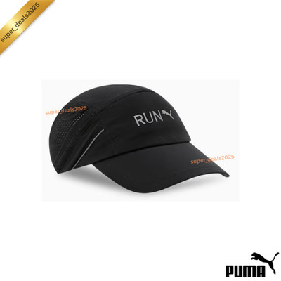 PUMA Lightweight Running Cap UV Protection Adjustable Black Sports Hat Unisex