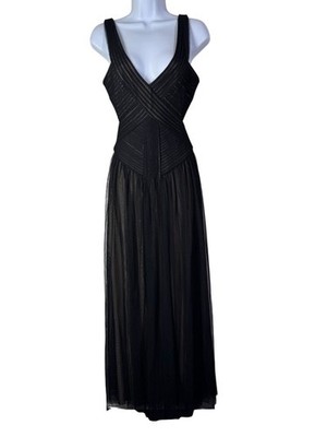 open lace back dress Black Tulle Strapless A-line Long Evening Prom Dresses, Custom Sweet H –  MarryLover main image 0