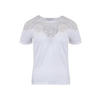 Sandro Bluse Weiß Spitze Baumwolle Gr. 40 FR Damen T10827H