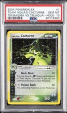 2004 POKEMON EX TEAM MAGMA VS TEAM AQUA #1 TEAM AQUA'S CACTURNE-HOLO PSA 10