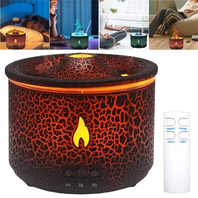 Flamme Vulkan Aromatherapie Luftbefeuchter Ultraschall Diffusor 2-in-1 Timing