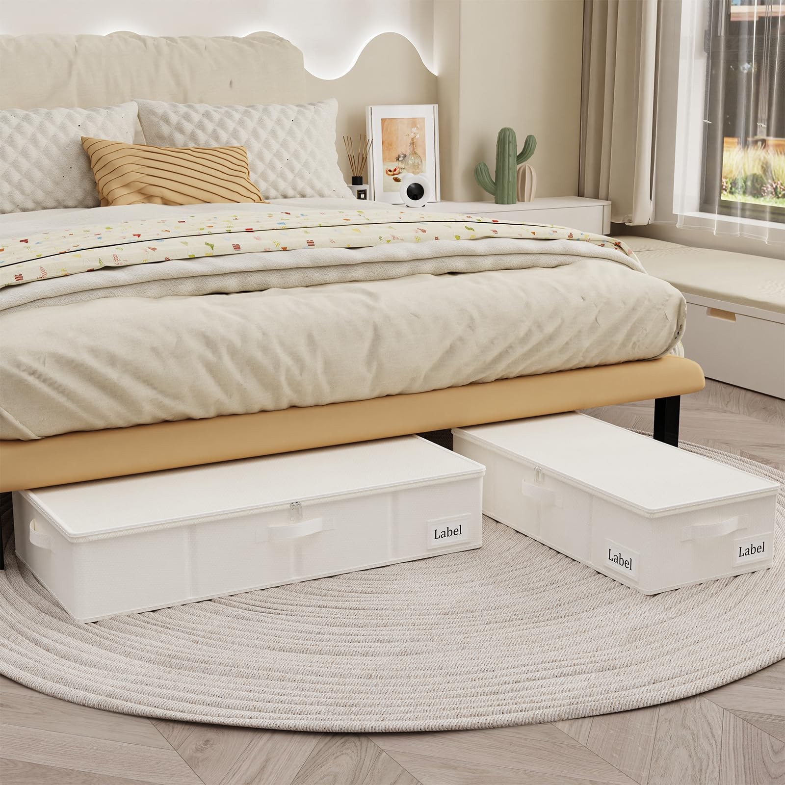 Yawinhe Underbed Bags, Storage Containers Bags with Lid, Foldable Blanket Bins