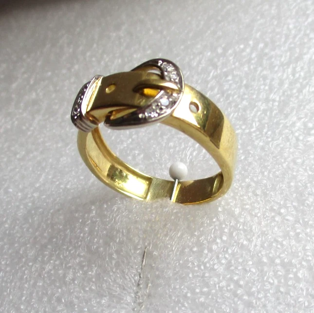 Ring 750Gold 18Kt Gelbgold 7Diamanten je0,3ct - interessantes Gürteldesign RG 61 - Bild 2 von 4