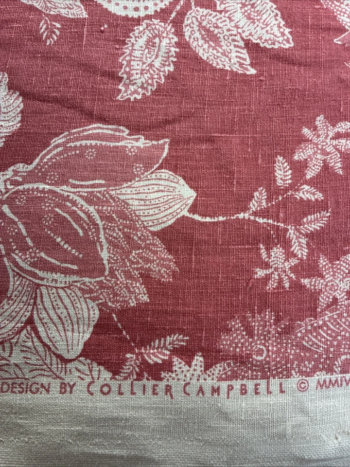 Collier Campbell Batik Tree Linen Fabric 2004 England Red 4 Yards X 55” FabriCut - Image 4 of 4