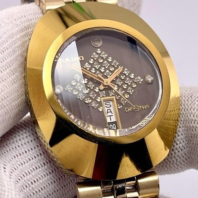 RADO Diastar Vintage Watch Tungsten Gold Multi Crystal Automatic Day-Date #A01