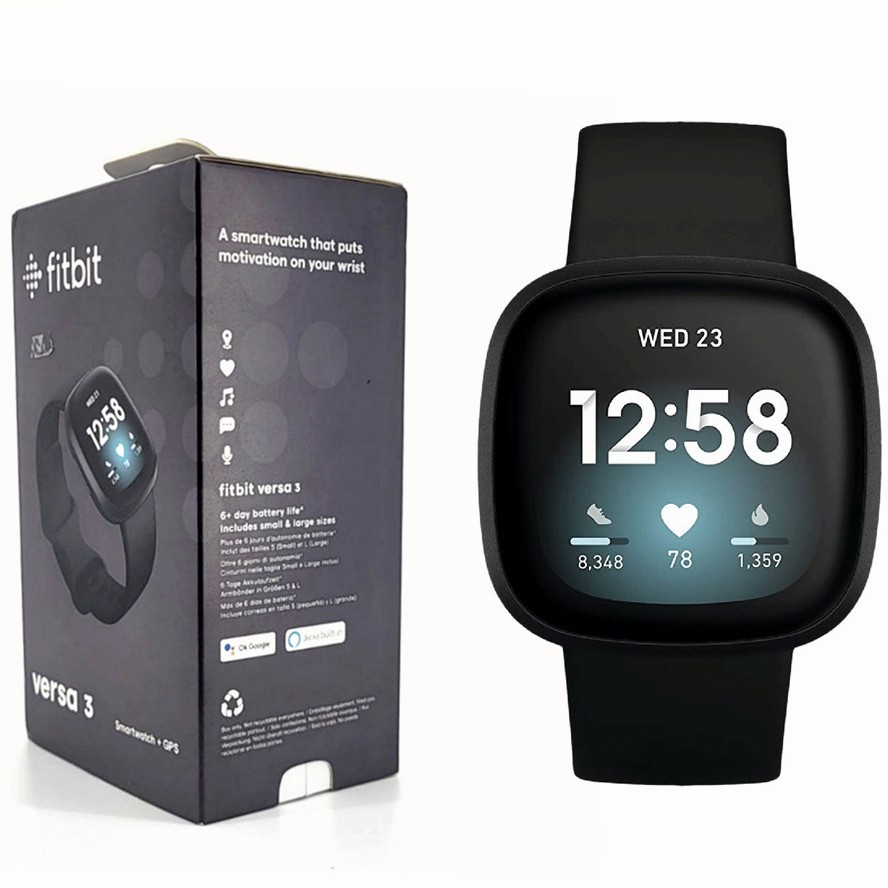 Fitbit Versa 3 Health & Fitness Authentic Activity Tracker Smartwatch +S&L Strap