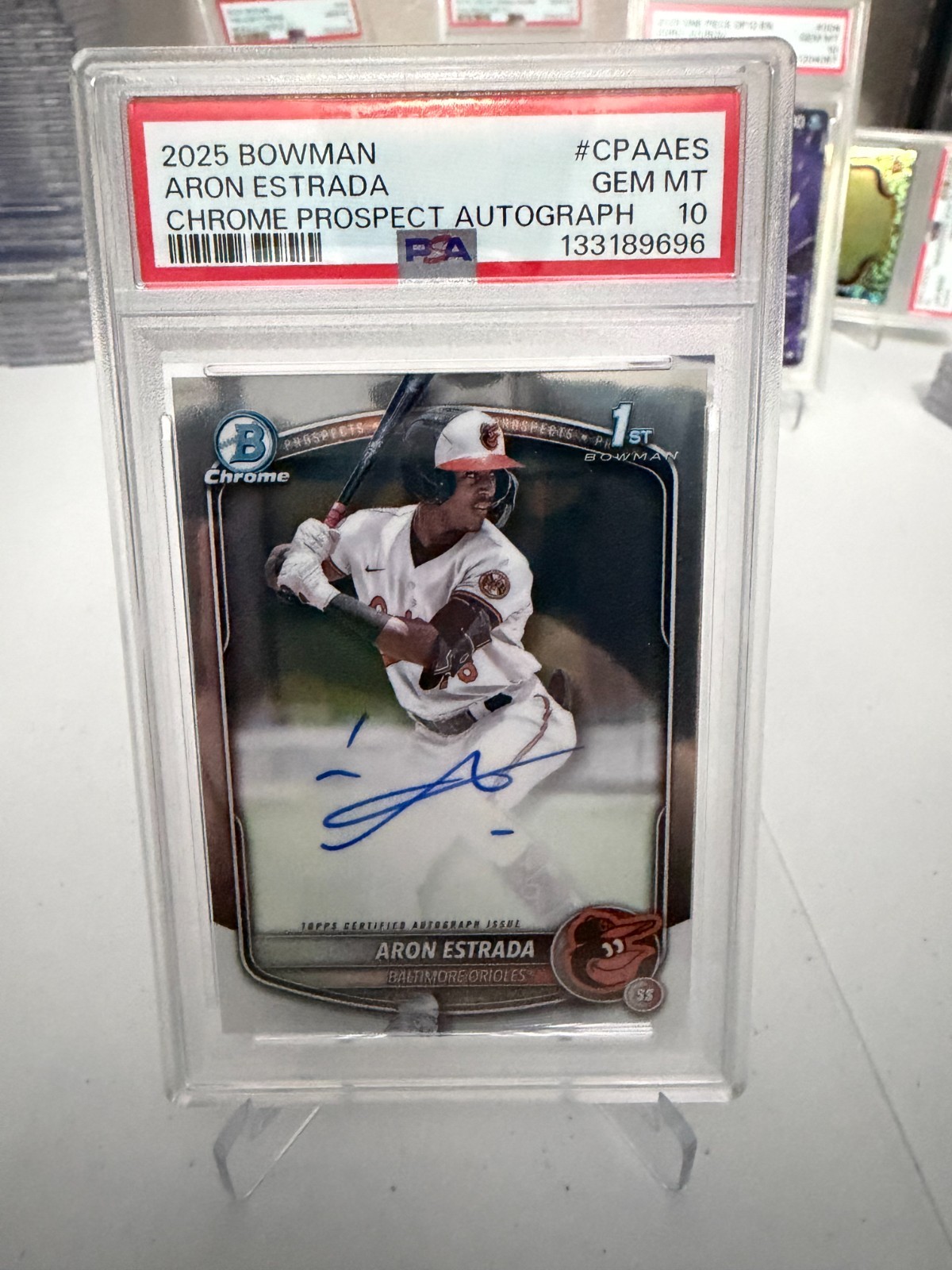 2025 Bowman Aron Estrada Chrome Prospect Autograph PSA 10 Orioles Bowman 1st