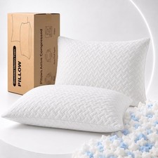 Shredded Memory Foam Pillow, 2 Pack, Standard Queen Fit