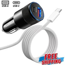 38W Fast Car Charger USB-C to Type-C Cable For iPhone Air 17 16E 15/Samsung S25