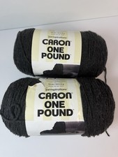 Caron One Pound Yarn Skein 100% Acrylic Dark Grey Mix 16 Oz. Lot Of 2