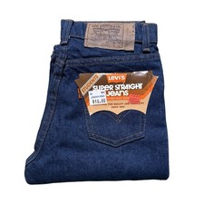 Vintage 80's Levi's 705 Student Super Straight Leg Jeans 26x33 Dark Wash NOS