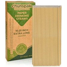 10 Inch Long Paper Drinking Straws Biodegradable - For 20oz to 32oz Tall Cups...