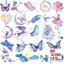 Glitter Tattoos for Girls Women, 12 Sheets Glitter Butterfly Moon Flowers