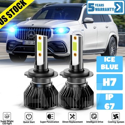H7 ICE BLUE LED Headlight Kit High Beam Bulbs For Mercedes-Benz GLS63 AMG17-2019