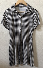 Reformation Size Medium Avely Black & White Gingham Collared Button Mini Dress