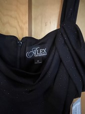 Alex Evenings Cold-Shoulder Draped Metallic Gown - Black - Size 14