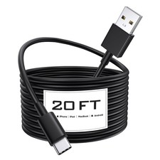USB Type C Cable 20Ft, Extra Long Durable TPE A 2.0 to USB-C Black