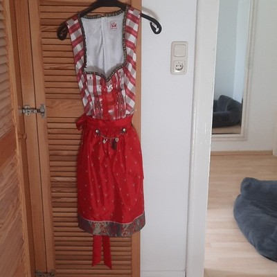 Spieth & Wensky Dirndl Damen Trachtenkleid ärmellos rot/weiß kariert Gr. 40