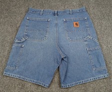 Vintage Carhartt B28 DST Denim Carpenter Shorts Mens Size 34 Waist Loop 90s