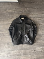 Vintage Eddie Bauer Full Zip Genuine Leather Jacket - Collared Bomber - Men's XL