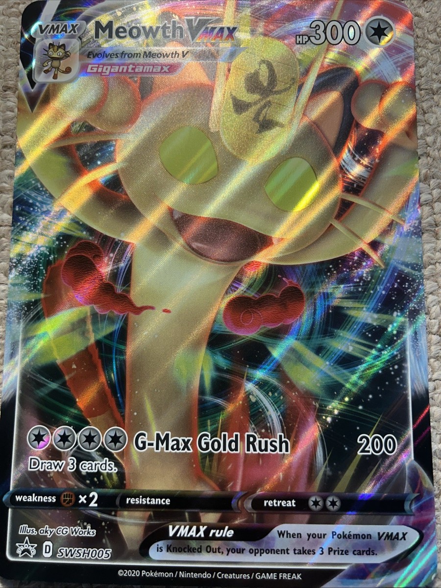 Pokémon JUMBO Oversized Meowth VMAX SWSH005 Full Art Promo TCG Card