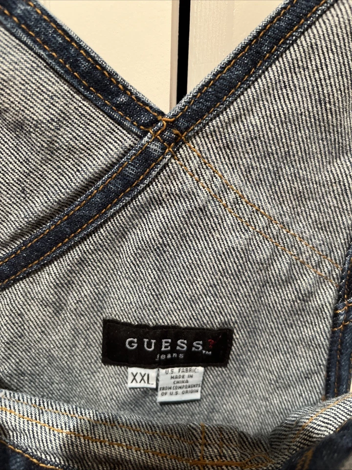Mono Guess Jeans Para Hombre Talla XXL Azul Hvy Denim Algodón Bolsillos Usado en Excelente Condición Foto 3 de 4