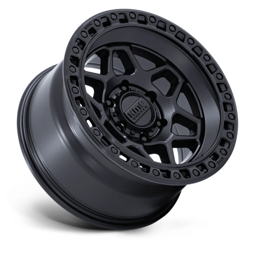 17X8.5 KMC KM553 TORX 6X135 0MM MATTE BLACK W/ GLOSS BLACK LIP - Picture 2 of 5